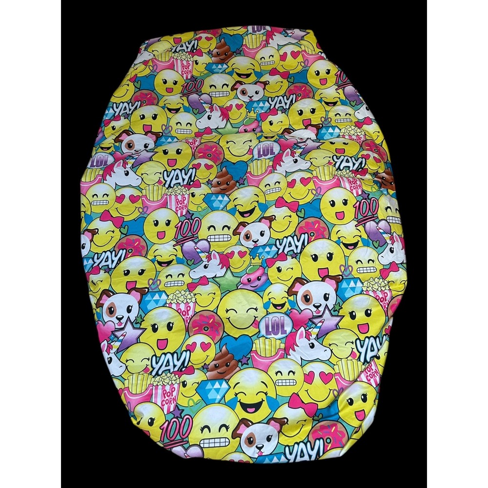 Justice Girls Emoji Print Fitted SheetTwin Yellow Multi Unicorn LOL YAY